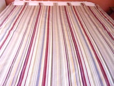 Pier 1 Multi Color Striped Tab Top Curtain Panels--2 - Image 1 of 4