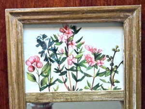 Espejo Pequeño Rectángulo Marco Dorado 4-3/4"w x 11-1/4"h -Decoración Floral - Imagen 1 de 4