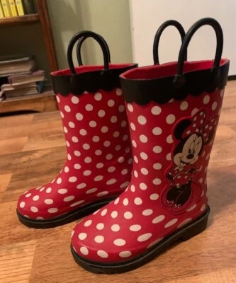 Minnie Mouse Kids Rainboots~ Red/White Polka Dots - Image 1 of 3