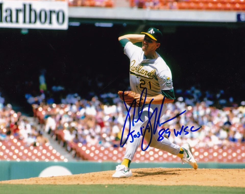 MIKE MOORE  OAKLAND A'S  89 WSC  ACTION SIGNED 8x10 - Image 1 of 1