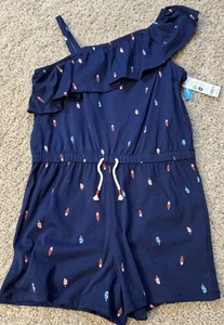 CARTER'S Big Kid Girls Dark Blue Popsicle 4th of July Romper NWT Size 14 Ret $34 - Picture 1 of 5