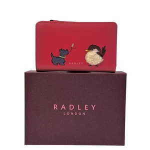 RADLEY Fluffy Bird Copper Pink Leather Medium Bifold Purse With Dust Bag - New - Picture 1 of 7