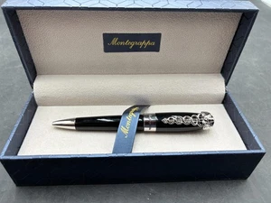 Montegrappa Fortuna Caduceus Black & Rhodium Rollerball Pen In Box - Italy - Picture 1 of 7