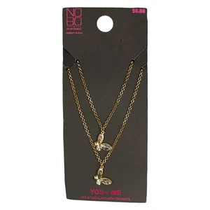 Collane "Besties" Migliori Amiche Farfalle Oro con Strass Bianchi Set di 2 - Foto 1 di 5