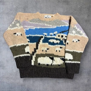 Vintage Woolrich Sheep 100% Wool Woman’s M Crewneck Sweater USA Thrashed - Picture 1 of 9