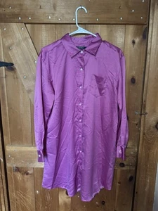 Ralph Lauren Nightshirt Sleep Gown Pink Polka Dot Long Sleeve Size M - Picture 1 of 8
