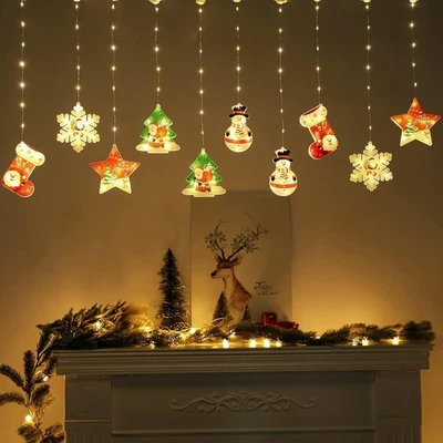 Christmas LED light Curtain String Fairy Lights Window Wall Hanging Party - Image 1 of 4