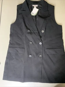 H&M Sleeveless Blazer Vest Black Lined Size M | NWT - Picture 1 of 5