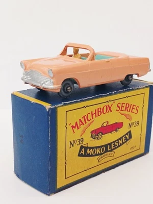 Matchbox Series Lesney No39 Ford Zodiac Convertible Pink, green base. VNMIB.  - Image 1 of 4