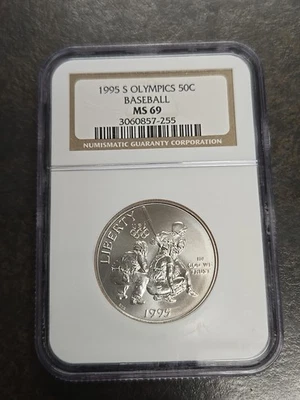 1995 S Olympics Baseball Commemorative Half Dollar NGC MS69 MS 69 - Image 1 of 4
