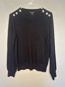 Suéter negro para mujer J.CREW manga larga, detalle botón-hombro, talla M - Imagen 1 de 6