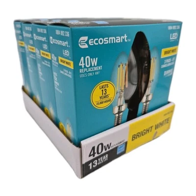 EcoSmart FG-04069 Dimmable Candelabra LED Light Bulb Bright White 40W (4 Pack) - Image 1 of 4