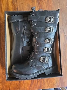 Stiefel Boots Schwarz Größe 41 Neu- Fasching/Gothik/Motto Party - Bild 1 von 6