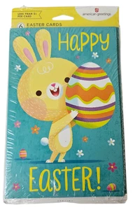 Hallmark Easter Cards Rabbit Egg Happy 6 Cards & Envelopes American Greetings - Picture 1 of 4