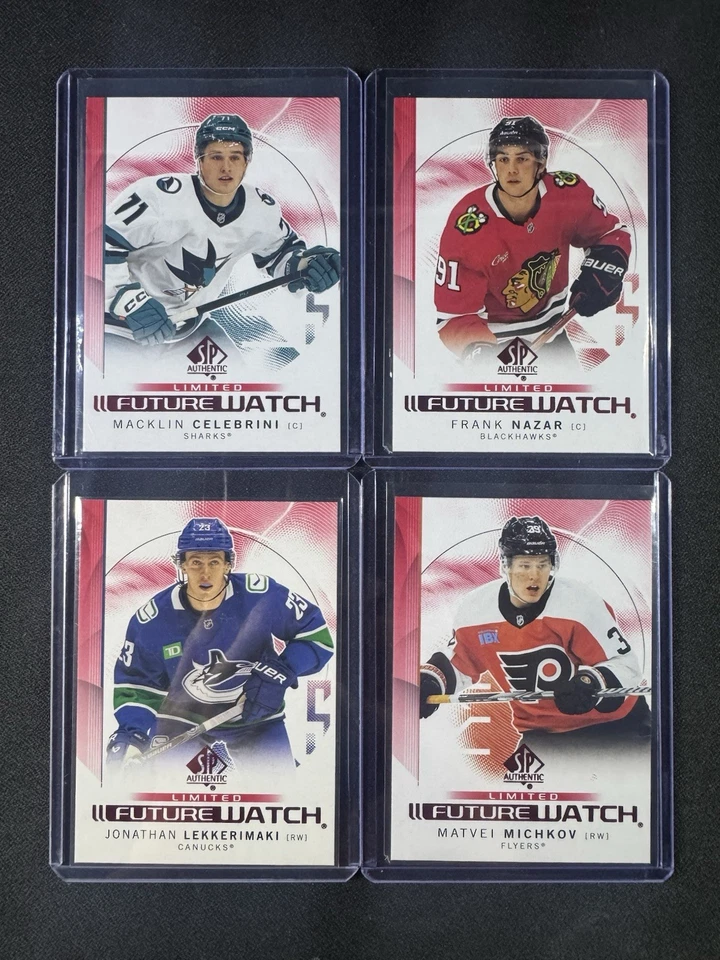 MACKLINCELEBRINI 2024-25 SP ПОДЛИННЫЙ БУДУЩЕЕ ЧАСЫ ОГРАНИЧЕННОГО КРАСНЫЙ #184 + 3 КАРТЫ ЛОТ - Изображение 1 из 4