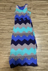 Girls Chevron Long Summer Dress Size 10 Youth - Picture 1 of 3