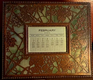 PERPETUAL CALENDAR TIFFANY STUDIOS #941 GRAPEVINE INSERTS 3 3/8”X2 1/4” NO FRAME - Picture 1 of 11