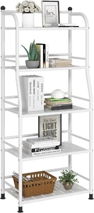 5 Tier Metal Shelf Storage Shelves Living Room Bookshelf Bathroom Corner Storage - Picture 1 of 12