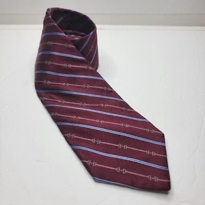 Brooks Brothers 346 Silk Stripe Link Neck Tie Red Blue 59" x 3.25" - Picture 1 of 4