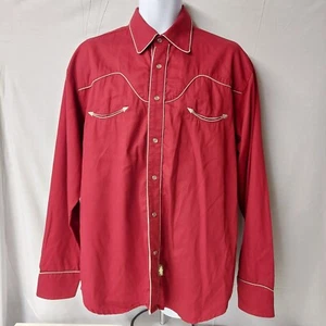 Camicia western cowboy STARS & STRIPES rossa e bianca perla a scatto XL rodeo - Foto 1 di 14