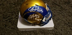 Rams Eric Dickerson & Marshall Faulk Signed Flash Speed Mini Helmet BAS Witness - Picture 1 of 5