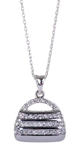 Crystals From Swarovski Tasha Lock Pendant Necklace Rhodium 7208t - Picture 1 of 9