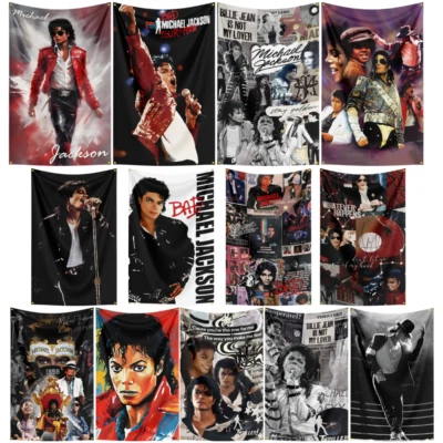 Póster tapiz de pared bandera cantante bailarín Michael Jackson + ojales de latón  Foto 1 de 4