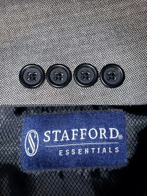 STAFFORD Blazer Mens 44R Gray Suit Jacket Sport Coat Stripe Interview Career EUC - Image 1 of 4