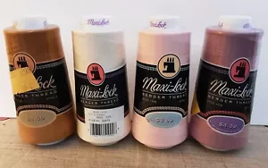 Maxi-Lock SERGER Thread 3,000 yds Ea 4 Cones Pink,Roseate,Eggshell, Bl Jean Gold - Picture 1 of 6