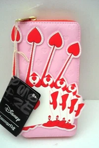 Loungefly DISNEY ALICE Wonderland PINK ACE OF HEARTS Wallet Zip Around wristlet - Picture 1 of 4