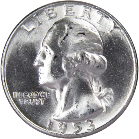 1953 S Washington Quarter BU Uncirculated Mint State 90% Silver 25c US Coin Cover