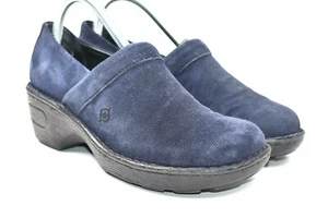 Born Women's Blue Corduroy Clog Mules Platform Slide Comfort Shoes Size 8 - Picture 1 of 11