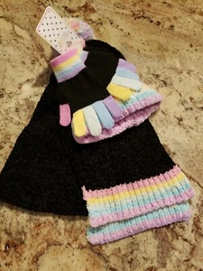 Girls Glove, Cap, Scarf Rainbow set - Picture 1 of 8