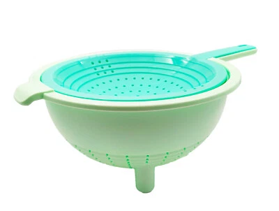 Tupperware Green Plastic Vegetable Kitchen Clean Double Strain Colander Tool - Image 1 of 4
