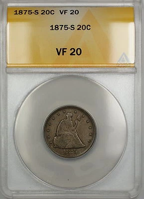 1875-S Seated Liberty Silver 20c Coin ANACS VF-20 PRX - Image 1 of 2
