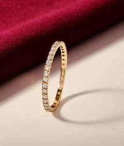 0.20 Ct Round Lab Grown Diamond Women's Full Eternity Ring Band 14kt Yellow Gold - Picture 1 of 24