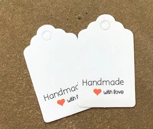 Handmade with Love weiße Preisschilder, Geschenketiketten, Bastelanhänger, Hochzeitsanhänger - Bild 1 von 1