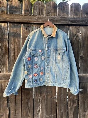 Chaqueta Militar Avirex Denim Cowboys of the Sky Patchwork Años 80 De Colección  Foto 1 de 4