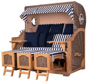 Strandkorb-Set - 3-Sitzer - Ammersee Grande XXL Teak - PE grau - Modell 518 - Bild 1 von 14