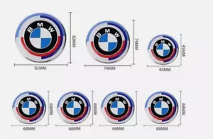 7PCS 50th Anniversary For BMW Emblem Centre Caps Badges Set 82mm 74mm 68mm 45mm - Picture 1 of 1