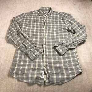 Frank And Oak Shirt Mens Medium Button Up Gray Flannel Double Layer
