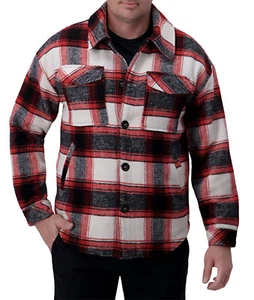 HAGGAR Men’s Utility Shirt Jacket Red Plaid Durable Construction XL NEW - Picture 1 of 8