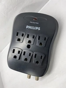 Philips 6-Outlet Wall Adapter Surge Protector SPP2217WA/17 Black Used - Picture 1 of 6