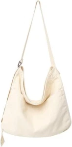 Women's Canvas Crossbody Bag Large Capacity Messenger Casual Beige - Picture 1 of 6