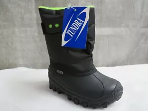 TUNDRA TEDDY 4 BLACK/LIME GREEN SNOW BOOT Kids size 8 - Picture 1 of 3