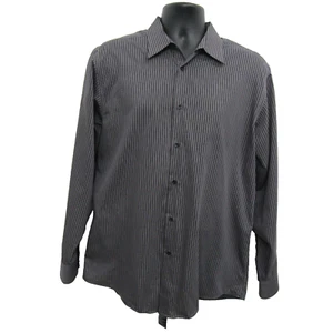 Structured Shirt Mens Large Blue Black Stripe Long Sleeve - Picture 1 of 10