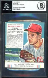 Robin Roberts Beckett BAS Vintage Signed 1953 Red Man With Tab Autograph - Picture 1 of 2