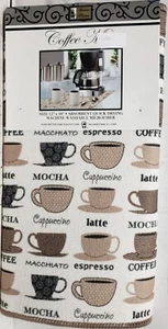 Microfiber Drying Coffee Mat, approx. 12"x18", BROWN COFFEE CUPS & TYPES # 2, BH - Picture 1 of 17