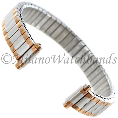 10-13mm Speidel Rose Gold GP Silver Tone Stainless Ladies Stretch Watch Band  - Image 1 of 4