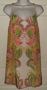 LILLY PULITZER pink Green Yellow Paisley Strappy Mini Silk Sundress Dress S - Picture 1 of 7